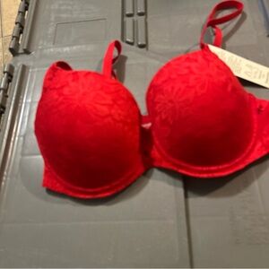 No Boundaries Vibrant Red Floral Bra